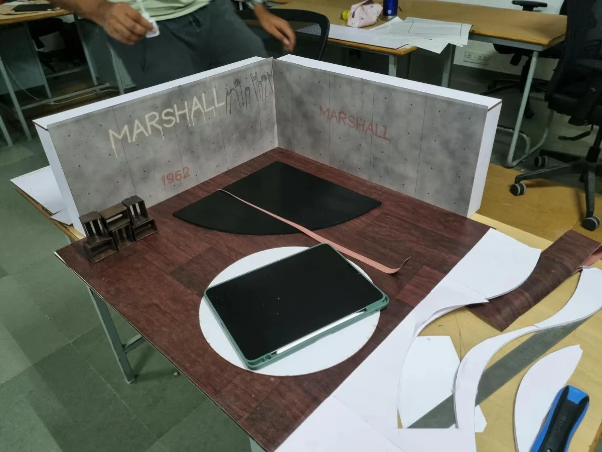 Wall wraps and the floor going on the scale model